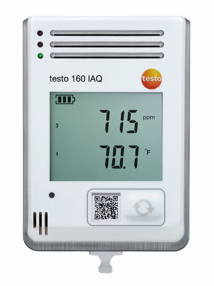 testo 160 IAQ - Funk-Datenlogger mit Sensoren für Temperatur, Feuchte, CO2 und atmosphärischen Druck