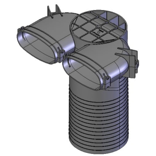 Helios FRS-DWK 2-51/125, FlexPipe Decken-/Wandkasten DN 125 und 2 Stutzen Oval 51 für Decken-/ Wandventile