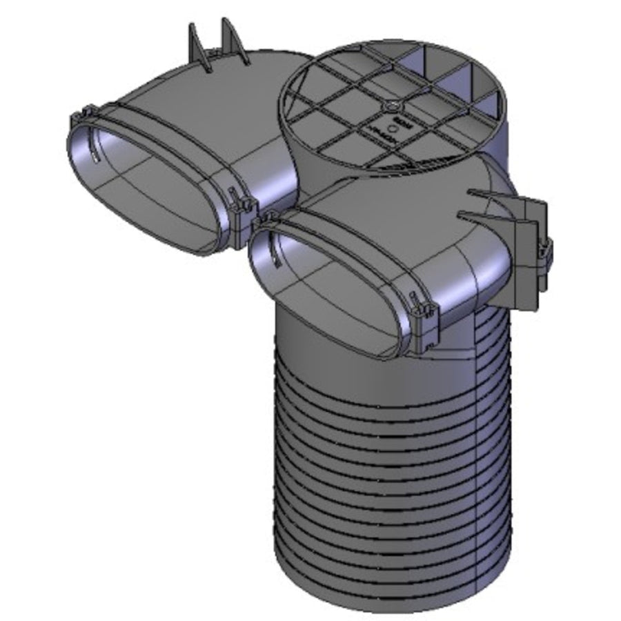 Helios FRS-DWK 2-51/125, FlexPipe Decken-/Wandkasten DN 125 und 2 Stutzen Oval 51 für Decken-/ Wandventile