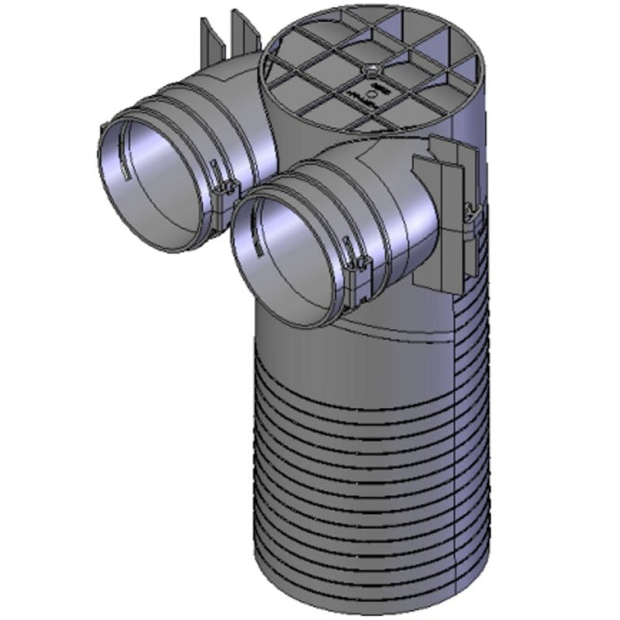 Helios FRS-DWK 2-75/125, FlexPipe Decken-/Wandkasten DN 125 und 2 Stutzen Rund 75 für Decken-/ Wandventile