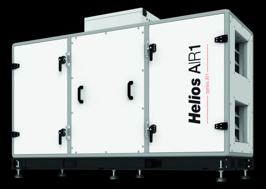 Helios Lüftungsgerät AIR1 XH 1000 mit WRG Kreuzgegenstrom-WT, stehend, horizontal, el. VH