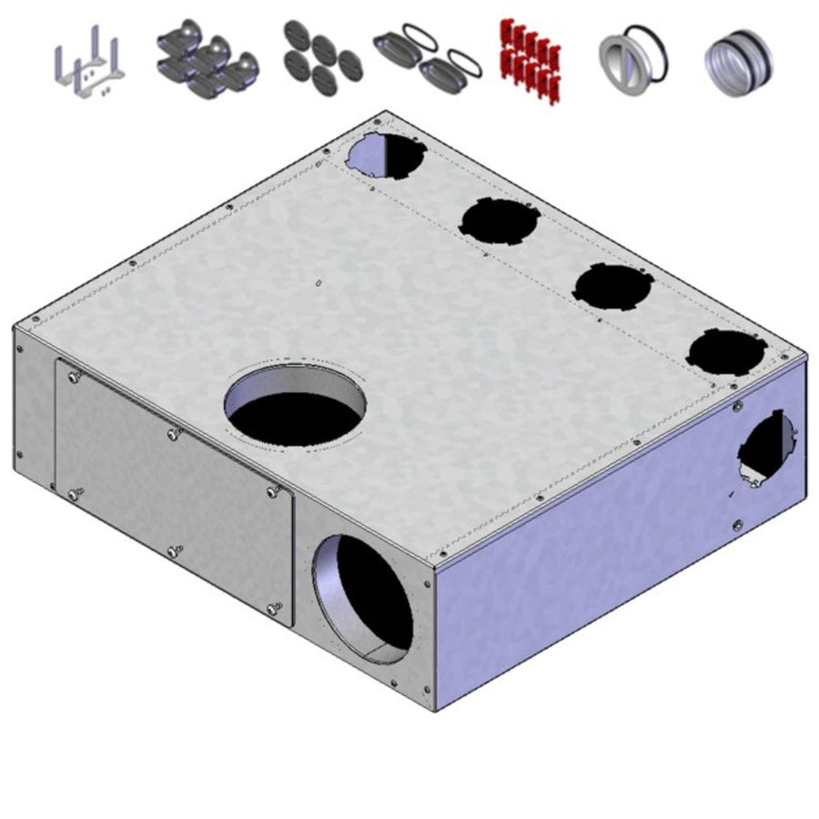 Helios FRS-MVK 4+1-51/125, FlexPipe Multi-Verteilerkasten 5 Einzelstutzen Oval 51 2 x Anschluss-DN 125