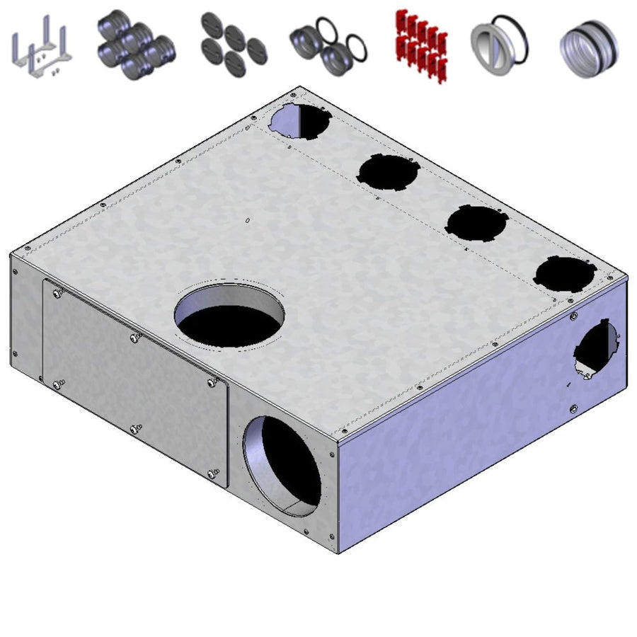 Helios FRS-MVK 4+1-75/125, FlexPipe Multi-Verteilerkasten 5 Einzelstutzen Rund 75 2 x Anschluss-DN 125