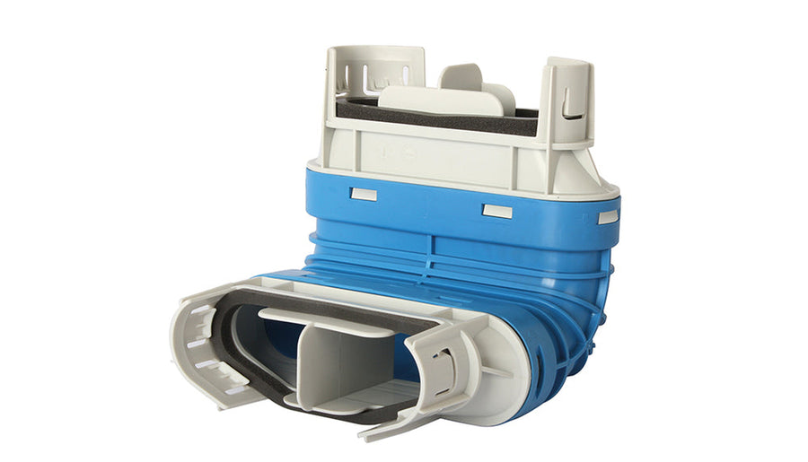 späth Uniflexplus+ Flachkanalbogen 90° BS90 132x52mm mit 180° gedreht eingesetztem Abgang