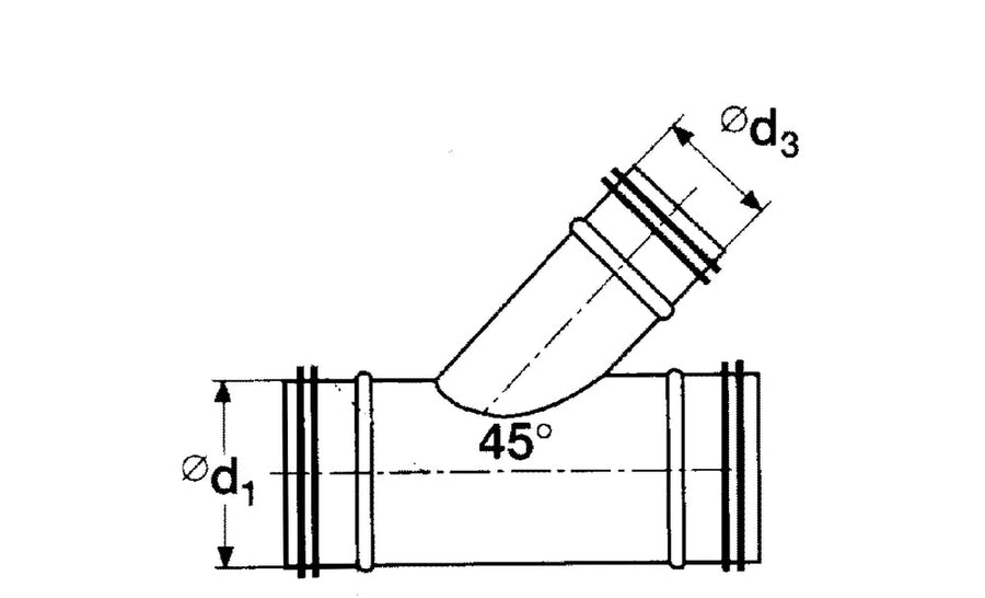 Abzweigstück UT 45° mit Lippendichtung NW 125x71