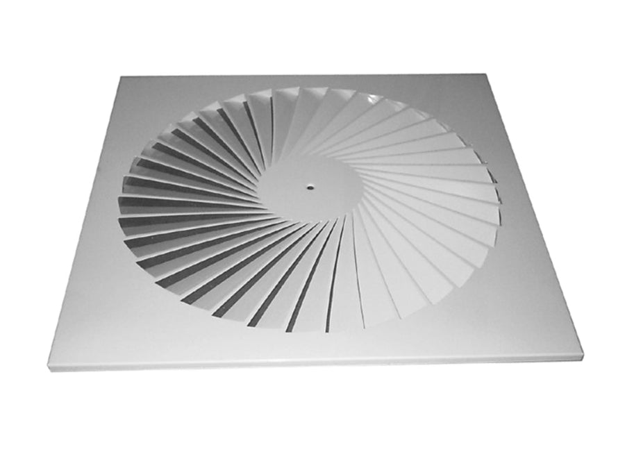 späth Deckendrallauslass DFRT-Q 595mm x 595mm, feststehende, halbradiale Lamellen