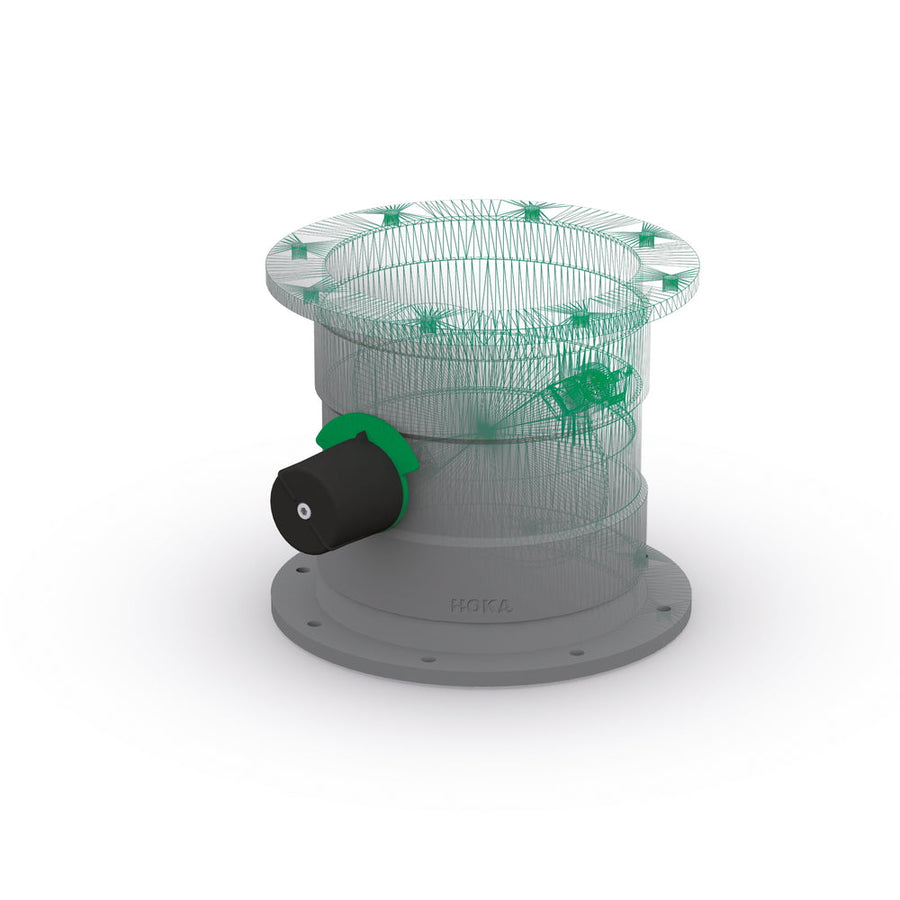 Drosselklappe aus weißem PVC DN 250 mit Flansche und Drehknopf (stufenlos)