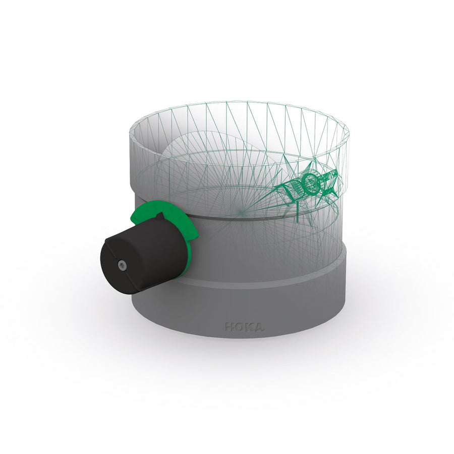Drosselklappe aus weißem PVC DN 250 mit Muffen und Drehknopf (stufenlos)