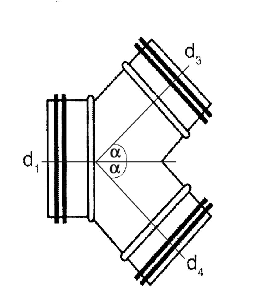 späth Hosenstück UY 45° mit Lippendichtung NW 710/710/710