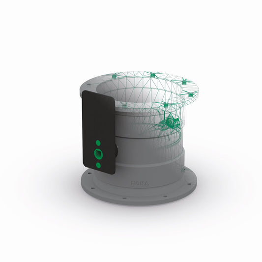 Regelklappe aus weißem PVC DN 355 mit Flansche und Konsole für Stellmotor 0°