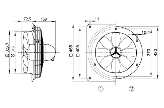 Maico Axial-Wandventilator DZQ 30/4 B Ex e