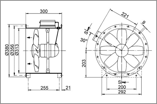 Maico Axial-Rohrventilator DZR 30/4 B Ex e
