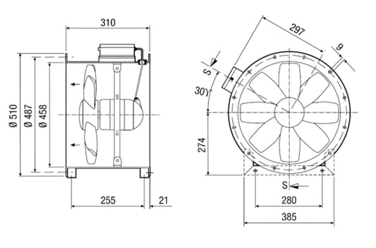 Maico Axial-Rohrventilator DZR 45/4 B Ex e
