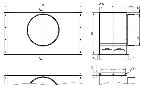 Schako Einbaurahmen zu Lüftungsgitter KG, LxH=1015x65mm
