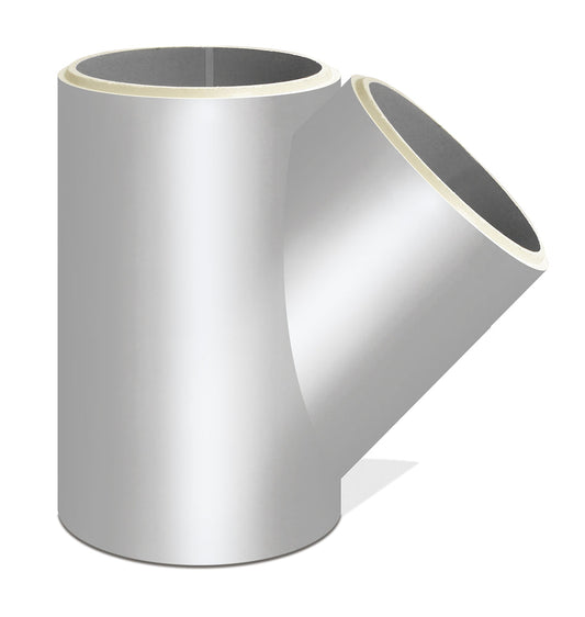 Ventaflex PUR-Hartschaum T-Stück 45° rund NW520/420, glatte Innenbeschichtung, grau RAL 7035