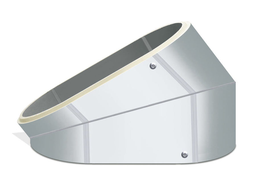 Ventaflex PUR-Hartschaum Bogen 45° vertikal oval 1090x1340, glatte Innenbeschichtung, grau
